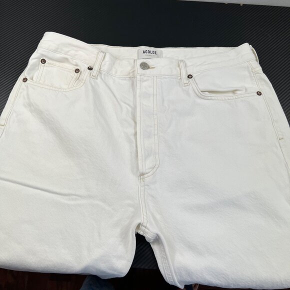 Agolde Jeans 90s White Pinch Waist Woman's Size 32 High Rise Button Fly Straight - Picture 4 of 12